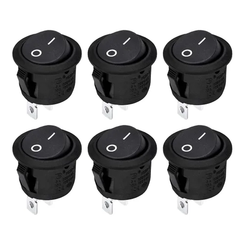 6 unids negro interruptor de encendido / apagado con pestillo redondo interruptor de palanca SPST 6A/250v 10A/125v para barco coche, etc