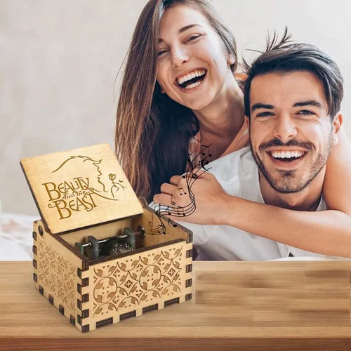 Miniatura 4 de Caja de música La Bella y La Bestia, regalo de madera para San Valentín, Navidad, cumpleaños, aniversario para esposa, novia, marido, novio, niña