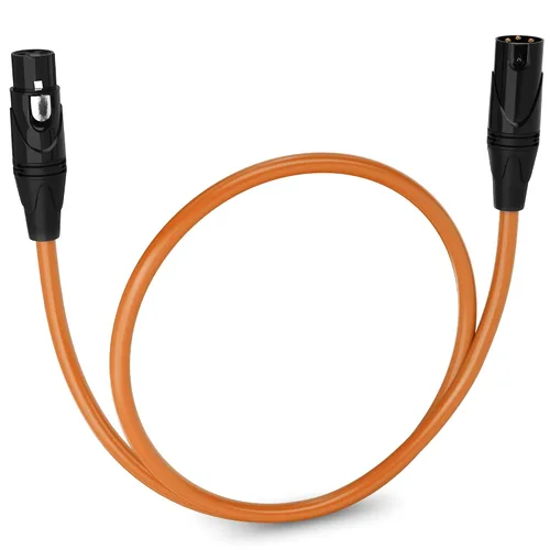 Miniatura 109 de LyxPro Cable de micrófono XLR hembra a macho de ángulo recto de 3 pines de 1.5 pies para altavoces amplificados, interfaz de audio, rendimiento