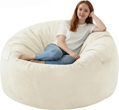 Miniatura 25 de Silla de Puf de 3 Pies, Sillas de Puf Cómodas con Relleno de Espuma Viscoelástica, Sofá de Puf Esponjoso con Funda de Terciopelo Holandés, Sillas