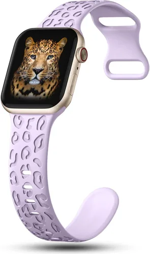 Miniatura 4 de CreateGreat - Paquete de 4 bandas grabadas con diseño de leopardo compatibles con Apple Watch para mujeres de 38mm 40mm 41mm 42mm 44mm 45mm 46mm