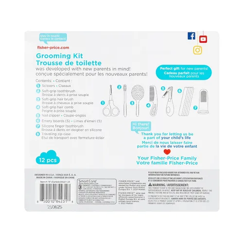 Miniatura 7 de Smart Care Fisher-Price - Kit de aseo para bebés de 12 piezas, artículos esenciales para recién nacidos, juego de regalo para bebés, incluye kit