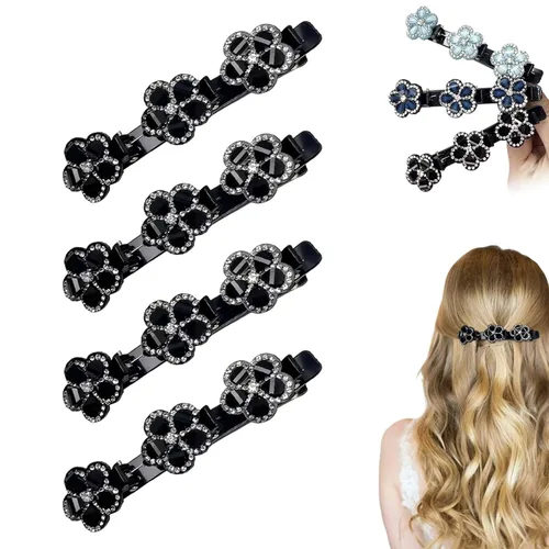 Pinzas para el cabello trenzadas con piedra de cristal brillante para mujeres y niñas, pinzas para el cabello con diamantes de imitación 2025,