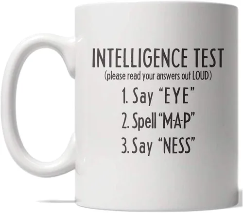 Crazy Dog T-Shirts Taza de café divertida – Mensaje oculto Prueba de inteligencia Taza de broma – Regalo de broma novedoso sarcástico para trabajo
