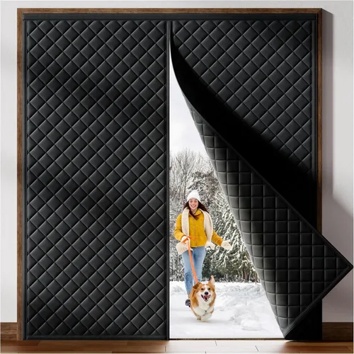 Miniatura 11 de HADOR Cortina Magnética con Aislamiento Térmico para Puerta que se Ajusta a Puertas de 36" x 96", Tela Oxford Acolchada con Relleno de Algodón