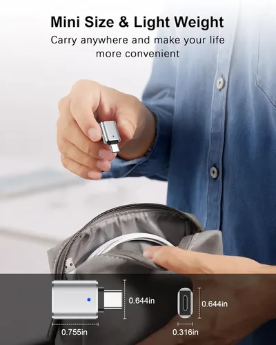 Miniatura 6 de Adaptador USB A a USB-C, paquete de 2 adaptadores USB C a USB A de transferencia de datos de 5 Gbps, macho tipo C a USB 3.0 hembra de carga rápida