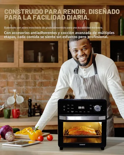 Miniatura 7 de Nuwave Horno freidora de aire 2026 y peine de parrilla, placa de parrilla alimentada con enchufe para el verdadero sabor y marcas de Char, puerta