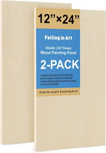Miniatura 10 de Falling in Art Kit de paneles de madera de abedul sin terminar para pintura, lienzo de madera, paquete de 4 unidades de 6 x 12 pulgadas de estudio