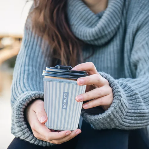Miniatura 3 de Funda aislante reutilizable para taza de café helado, paquete de 3 fundas de neopreno para bebidas frías y calientes, soporte para bebidas para café