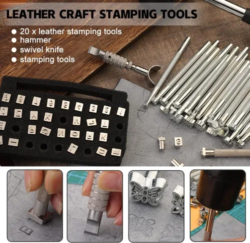 Miniatura 2 de BUTUZE Kit de cuero de 440 piezas, el juego de herramientas de trabajo de cuero más completo, herramientas de corte de perforación, sello de letras