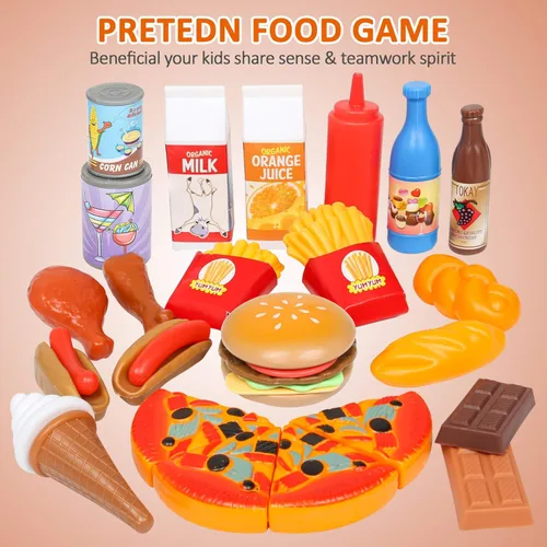 Miniatura 3 de Juego de alimentos Shimfun Play de 143 piezas de comida para niños de cocina – surtido de alimentos de juguete – Alimentos para niños – Juguetes
