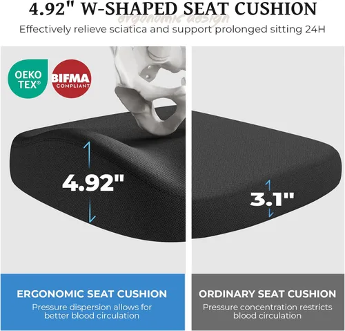 Miniatura 4 de Silla ergonómica de oficina – Silla de escritorio de oficina con soporte lumbar ajustable – Silla cómoda de malla con brazos abatibles – Sillas