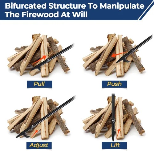 Miniatura 8 de Póquer de fuego para hoguera, póquer de chimenea de 32 pulgadas, póquer largo resistente para chimenea, camping, estufa de leña, uso en exteriores e