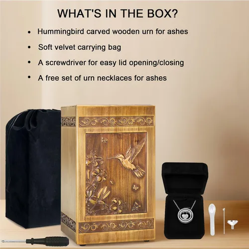 Miniatura 4 de Urna de Madera para Cenizas de Adultos Hombre y Mujer, Urnas de Cremación Grandes Hechas a Mano para Cenizas Humanas de Hombre y Mujer Adultos, Urna