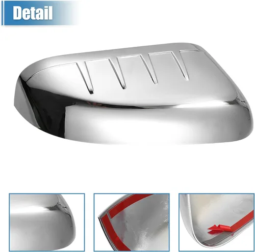 Miniatura 4 de uxcell 1 par de cubiertas de espejo cromado para la mitad superior izquierda y derecha para Ford Explorer 2011-2015 Tono cromado
