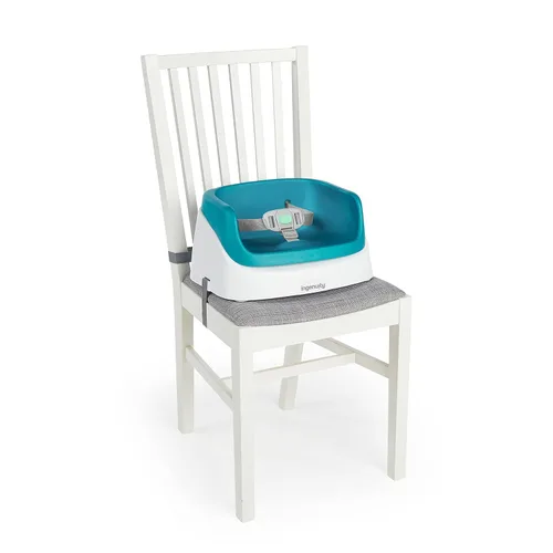 Miniatura 7 de Asiento elevador SmartClean Toddler Booster de Ingenuity para mesa de comedor con correas de arnés de 3 puntos, azul pavo real