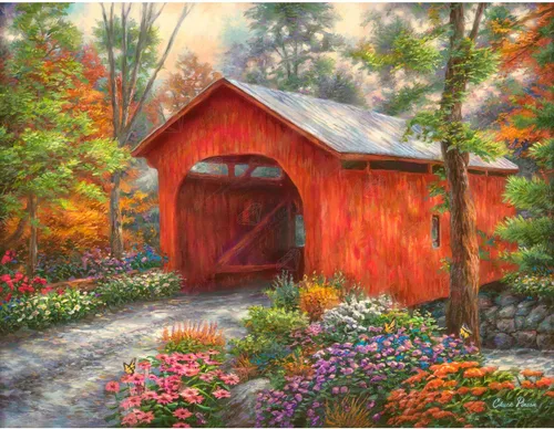 Miniatura 24 de DIAMOND ART CLUB - Juego de pintura con diamantes, lienzo de “Otoño en Leavenworth”, lienzo redondo 5D para principiantes, divertidas manualidades