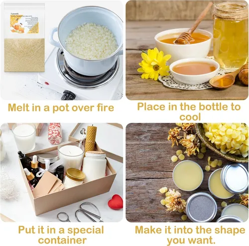 Miniatura 3 de Pellets de cera de abeja de 10 libras para hacer velas, pellets de cera de abeja para piel, cuentas de cera de abeja, cera de abejas a granel