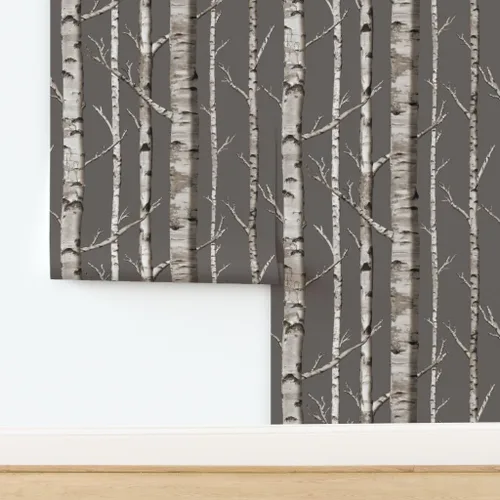 Miniatura 4 de Peel & Stick Wallpaper Swatch - Birch Grove Forest Woods Trees Rustic Custom Removable Wallpaper by Spoonflower