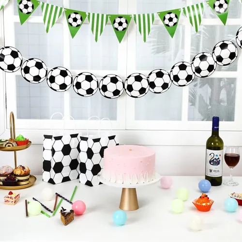 Miniatura 7 de Zonon 4 piezas de banderines de béisbol y fútbol, decoraciones de fiesta de cumpleaños, guirnalda de papel de bola deportiva para suministros