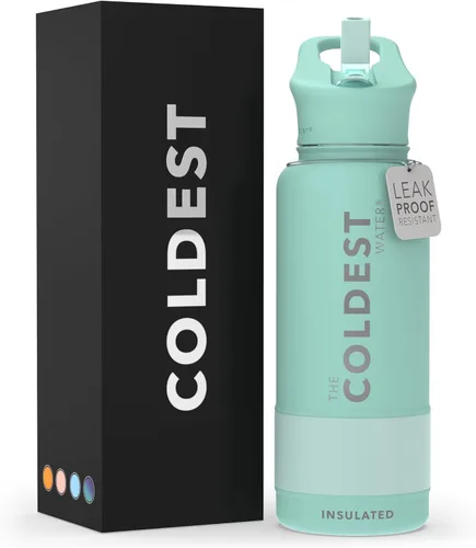 Miniatura 24 de Coldest - Botella para agua con tapa que incluye pajilla, térmica y metálica (acero inoxidable), para hombres y mujeres, color morado