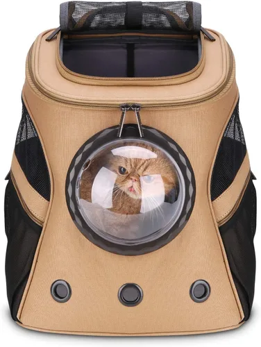Miniatura 6 de LOLLIMEOW Mochila grande para transportar mascotas, mochila de burbujas para gatos gordos y cachorros, aprobada por aerolíneas (gris)