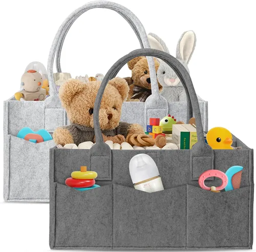 Miniatura 8 de HIPHOP PANDA Paquete de 2 organizadores de pañales – Contenedor de almacenamiento de guardería y organizador de coche para pañales, toallitas