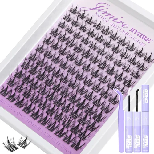 Miniatura 25 de JIMIRE - Racimos de pestañas marrones, 6 estilos mixtos, rizado D, extensiones de pestañas naturales, 476 piezas, racimos de pestañas esponjosas