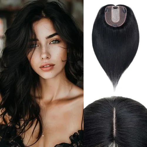 Miniatura 26 de Rich Choices Pelucas con topper de cabello para mujeres, cabello humano real 100% Remy, sin flequillo, para mujeres con adelgazamiento en la parte