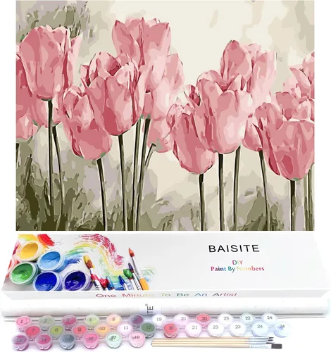 BAISITE Kit de pintura por números para adultos principiantes, lienzo de 20 pulgadas de ancho x 16 pulgadas de largo para kits de pintura para