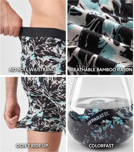 Miniatura 5 de Separatec Ropa interior para hombre con bolsa de bola, cómoda, fresca y fresca, de rayón de bambú, para hombre, estampado elegante, paquete de 3