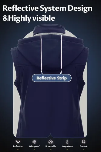 Miniatura 2 de CREATMO US Chaleco ligero de Softshell para mujer, chaqueta sin mangas cortavientos con capucha extraíble