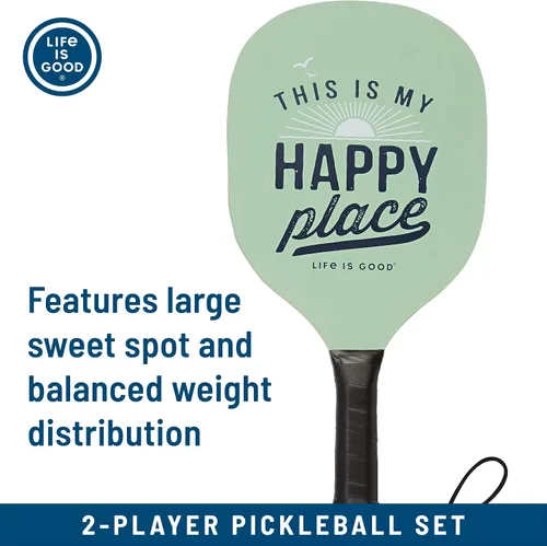 Miniatura 5 de Life is Good Juego de iniciación de pickleball - Incluye 2 paletas de pickleball de madera, 2 bolas de pickleball de tamaño reglamentario y bolsa