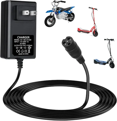 Cargador de scooter eléctrico de 24 V para Razor E300 E200 E150 E125 E100 MX350 Dirt Bike Pocket Mod Sports Mod Dirt Quad Moto Razor Scooter