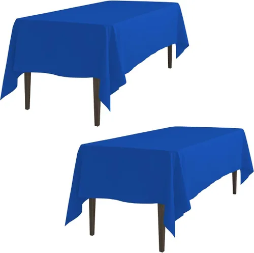 Miniatura 69 de LTC LINENS - Paquete de 2 manteles rectangulares de poliéster, de 60 x 102 pulgadas y 6 pies, color azul bebé, con caída parcial, resistentes a