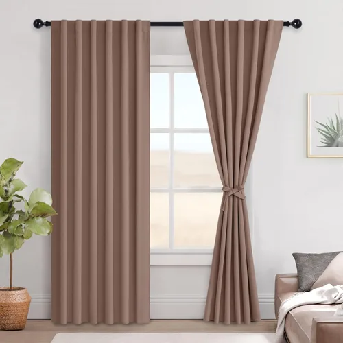 Miniatura 132 de Hiasan Cortinas opacas negras para dormitorio, cortinas opacas cortas de 45 pulgadas de largo, con aislamiento térmico, bolsillo para barra