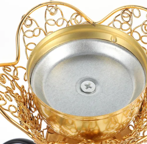 Miniatura 9 de Quemador de incienso eléctrico de metal, estilo de Oriente Medio, incensario eléctrico de mesa para hogar, oficina, yoga, spa, decoración de Dorado