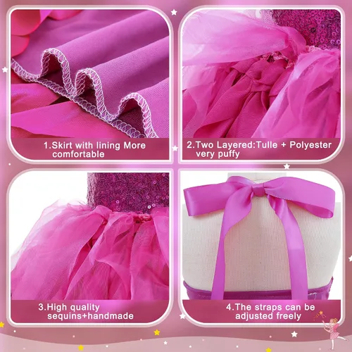 Miniatura 5 de Suppromo Vestido tutú para niñas con lentejuelas brillantes, tul, princesa, fiesta de cumpleaños, graduación, vestido de baile