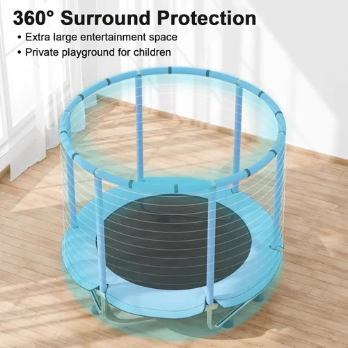 Miniatura 7 de 60" Trampoline for Kids with Enclosure Net,500lbs Capacity Toddler Trampolines Indoor & Outdoor,Kids Trampoline with 5ft Adjustable Gymnastic