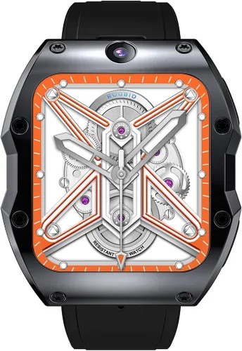 Rogbid Relojes inteligentes 4G LTE para hombre, con doble cámara de 13 MP+5 MP, reloj inteligente de cerámica con tarjeta SIM, monitor de sueño de