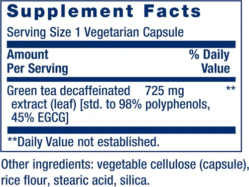 Miniatura 3 de Life Extension Extracto de Té Verde Mega Descafeinado – Rico en Polifenoles, Salud Celular, Salud del Corazón, Salud Cerebral, Protección