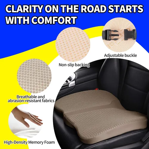 Miniatura 5 de Cojín de asiento de espuma viscoelástica de confort para asiento de conductor de automóvil, almohadilla de alivio del dolor de coxis (cóccix)