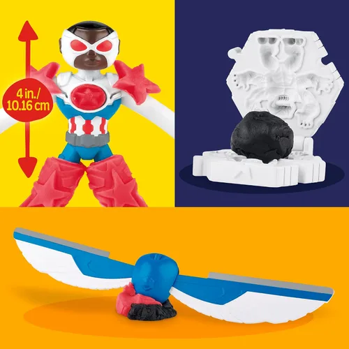 Miniatura 3 de Play-Doh Marvel Capitán América Moto-Cortador Set de juego con figura de acción articulable, 3 accesorios, juguetes de imaginación para niños de 4