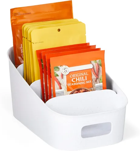 YouCopia ShelfBin - Organizador de paquetes, contenedor dividido elevado de 4 niveles en escalera, organizador de almacenamiento sin BPA para