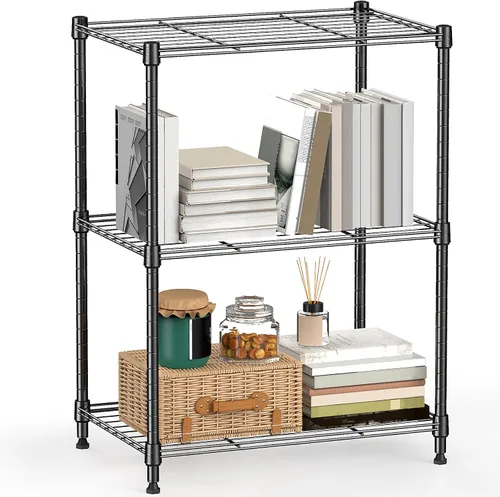 Miniatura 59 de M MZG Estantería de almacenamiento de 5 estantes, estantería de alambre de metal resistente, estantería de almacenamiento ajustable para garaje