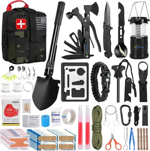 ABPIR Kit de primeros auxilios de supervivencia, 170 piezas, kit de trauma con equipo esencial de supervivencia, suministros médicos de emergencia