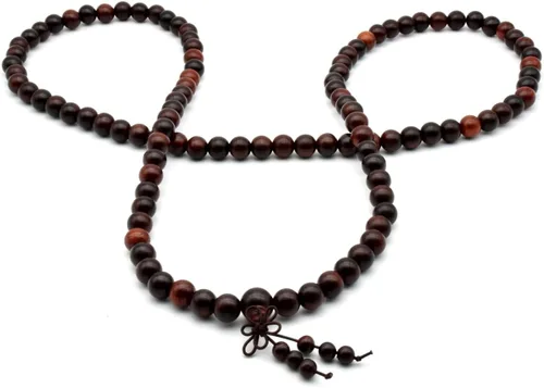 Miniatura 22 de Zen Dear Brazalete y collar de meditación Mala, para cultura budista y oración busita, cuentas de Buddha, unisex, palisandro natural