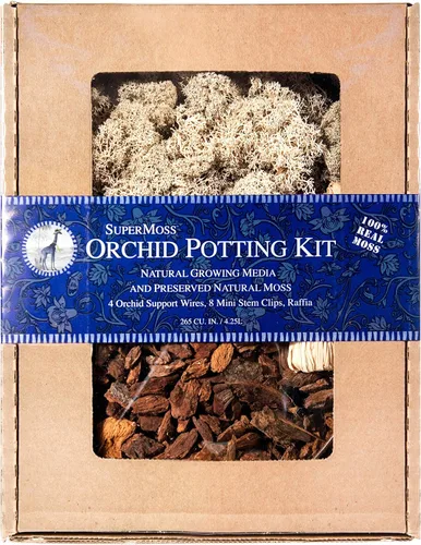 Miniatura 5 de SuperMoss (90509) Kit para macetas de orquídeas, juego completo de cuidado de orquídeas con musgo preservado, corteza de orquídea, clips florales