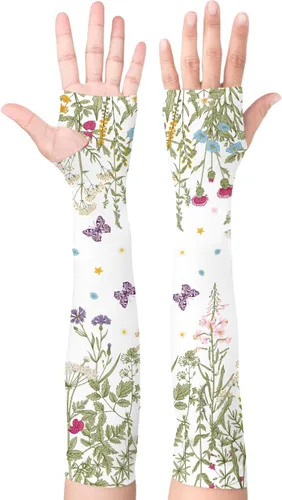 Miniatura 9 de Mangas de jardín para mujer, estilo bohemio, con agujeros para el pulgar, protección solar UV, mangas para los brazos para mujer