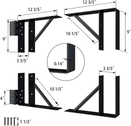 Miniatura 5 de JUBEST Soporte de Esquina con Refuerzo de Servicio Pesado para Puerta, Kit Anti-Combadura para Puerta, Herrajes Ajustables para Puerta para Cerca